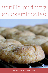 soft baked vanilla pudding snickerdoodle cookies cooling on a rack