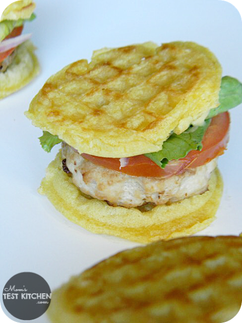 Maple Chicken & Waffle Mini Burgers | www.momstestkitchen.com | #WaffleWednesdays