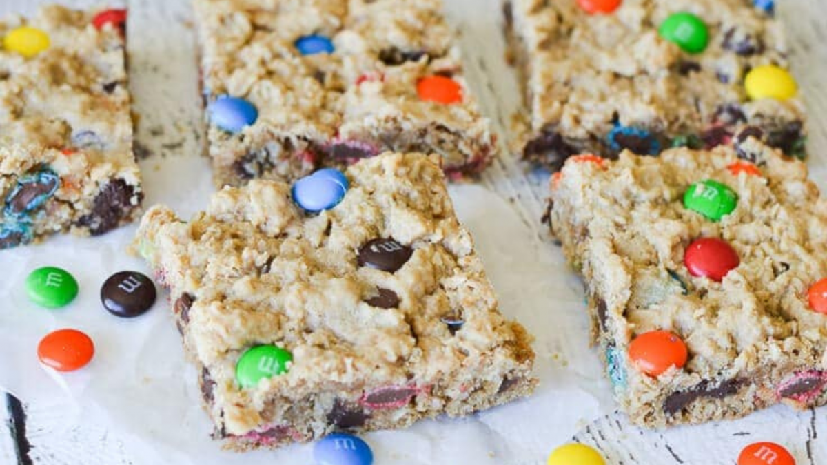 Squares of Monster Cookie Bars