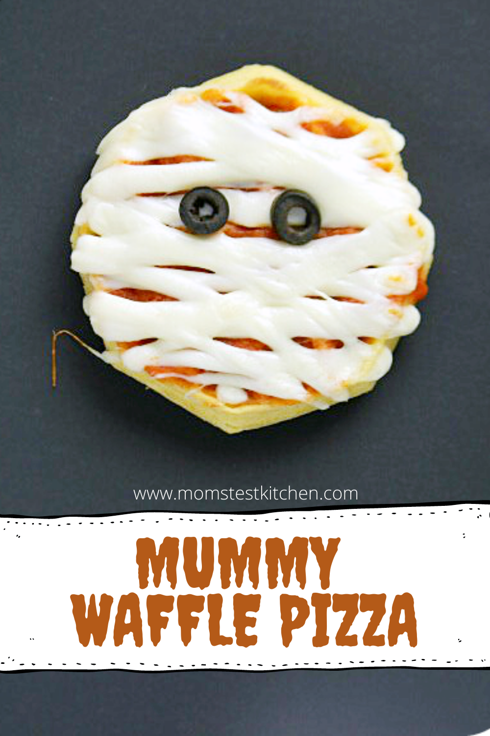 Mummy Waffle Pizzas make a great after school snack or even an easy supper for the kids before you head out trick-or-treating!