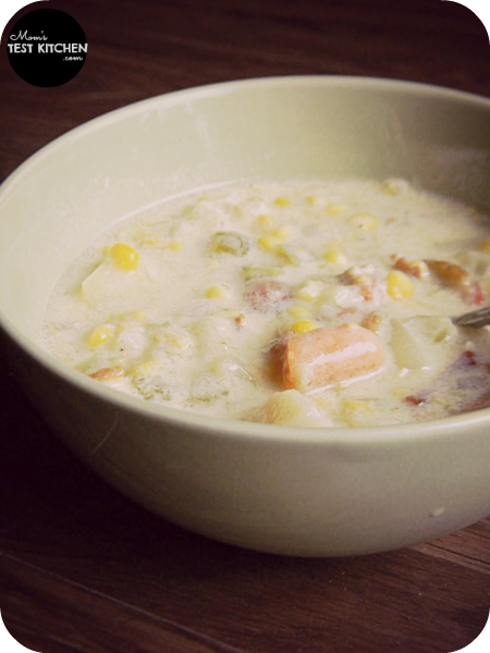 Potato, Corn & Bacon Chowder | www.momstestkitchen.com | #semihomemade