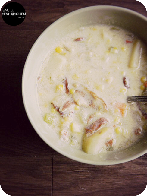 Potato, Corn & Bacon Chowder | www.momstestkitchen.com | #semihomemade