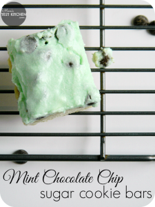 Mint Chocolate Chip Sugar Cookie Bars | www.momstestkitchen.com | #ChristmasWeek #CakeBossBaking