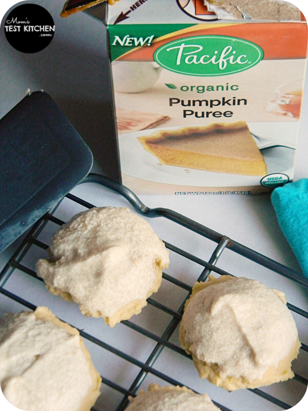 Pumpkin Sugar Cookies with Brown Sugar Buttercream Glaze | www.momstestkitchen.com | #CartonSmart #ad