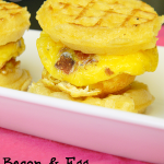 Bacon & Egg Waffle Mini Sandwiches | www.momstestkitchen.com