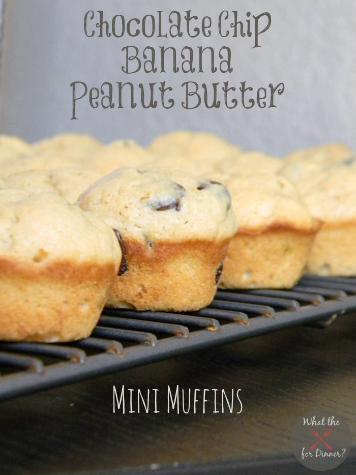 Chocolate Chip Banana Peanut Butter Mini Muffins | MomsTestKitchen.com | #SecretRecipeClub