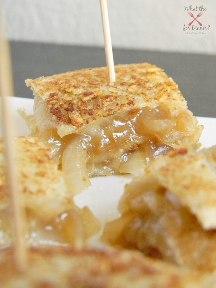 French Onion Grilled Cheese Stackers | www.momstestkitchen.com | #AppetizerWeek #Anolon