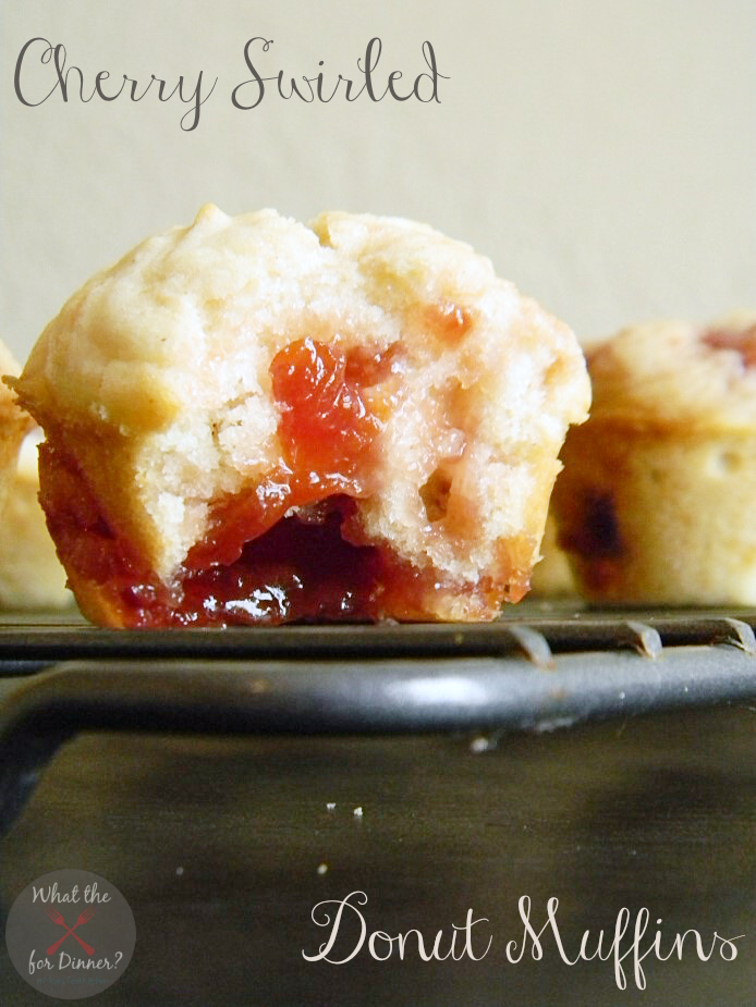 Cherry Swirled Donut Muffins | www.momstestkitchen.com