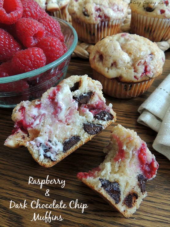 Raspberry & Dark Chocolate Chip Muffins