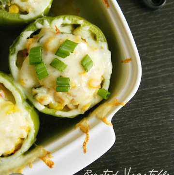 Roasted Vegetable Stuffed Peppers | www.momstestkitchen.com | #FactsUpFront