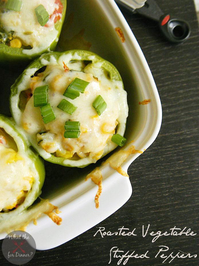 Roasted Vegetable Stuffed Peppers | www.momstestkitchen.com | #FactsUpFront