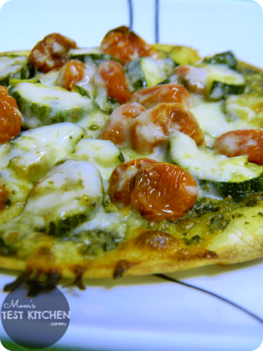 Roasted Tomato & Zucchini Pesto Pizza