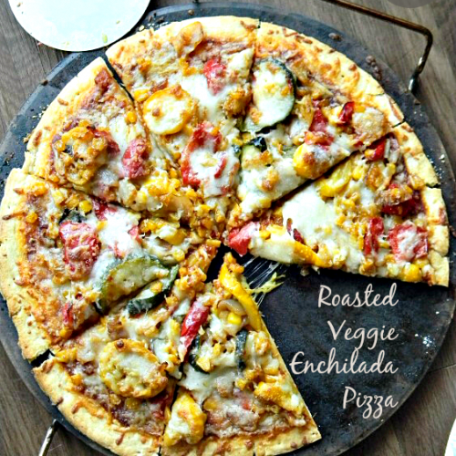 Roasted Vegetable Enchilada Pizza | MomsTestKitchen.com