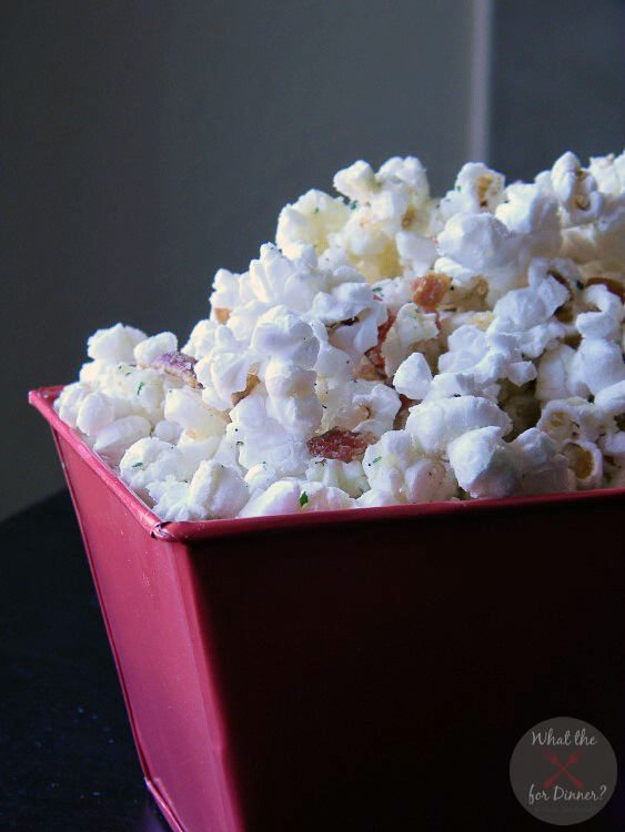 Cheesy Bacon Ranch Popcorn | MomsTestKitchen.com | #PledgeforEVOO #ad