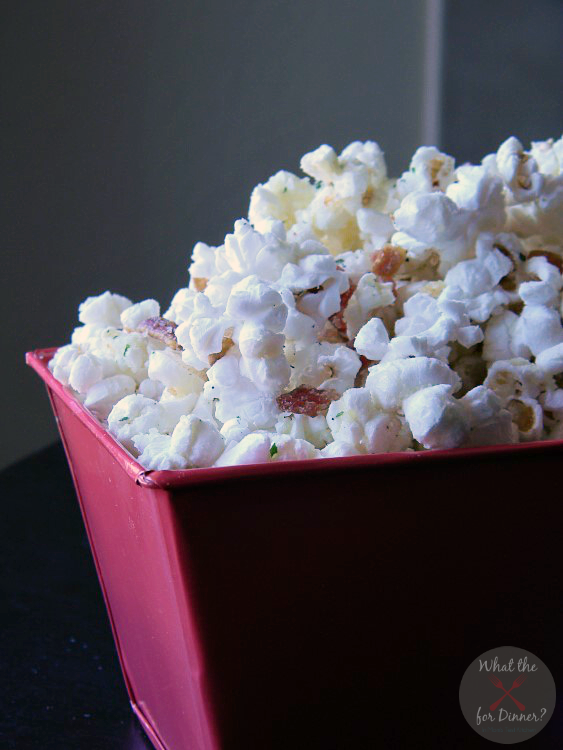 Cheesy Bacon Ranch Popcorn #PledgeforEVOO