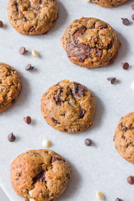 Pumpkin Triple Chocolate Chip Cookies