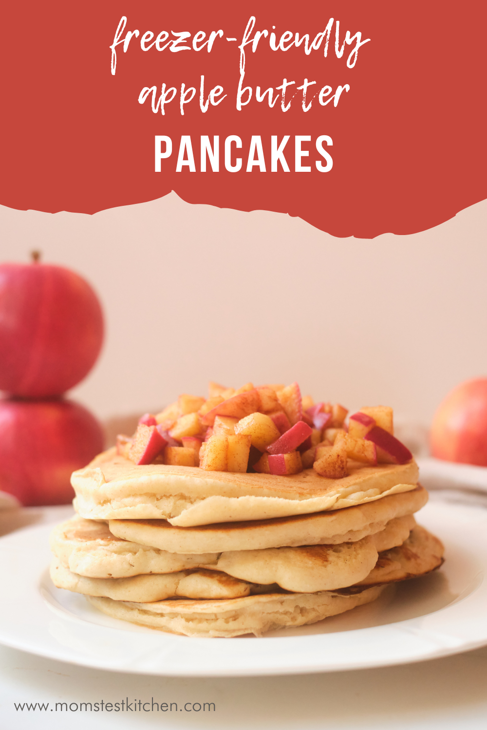 Spice up your morning with these freezer friendly Cinnamon Apple Butter Pancakes, perfect for a cozy Fall breakfast!